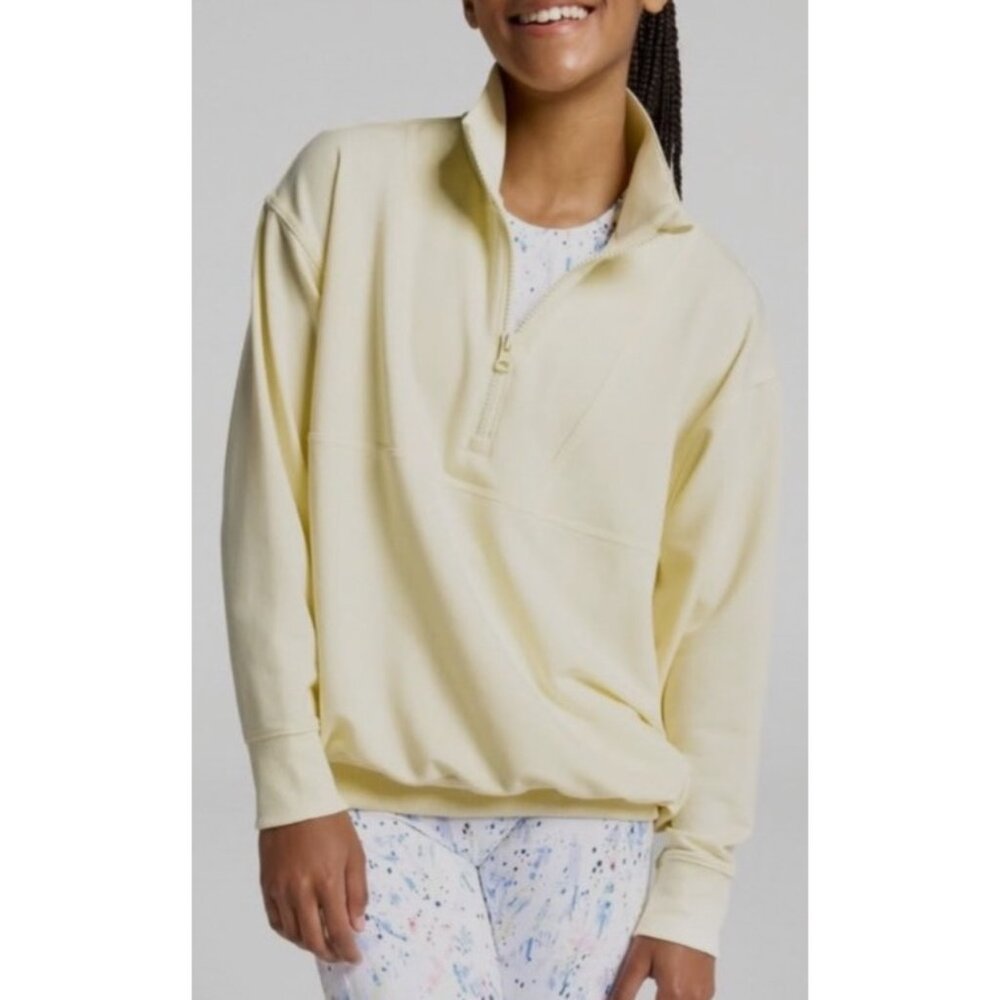 DSG Girls Velour 1/2 zip Size XS 6-7 Pullover Pale Yellow NWT $35